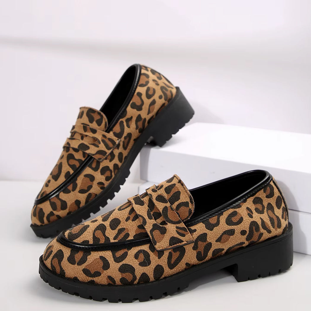 Mocassin léopard à talon