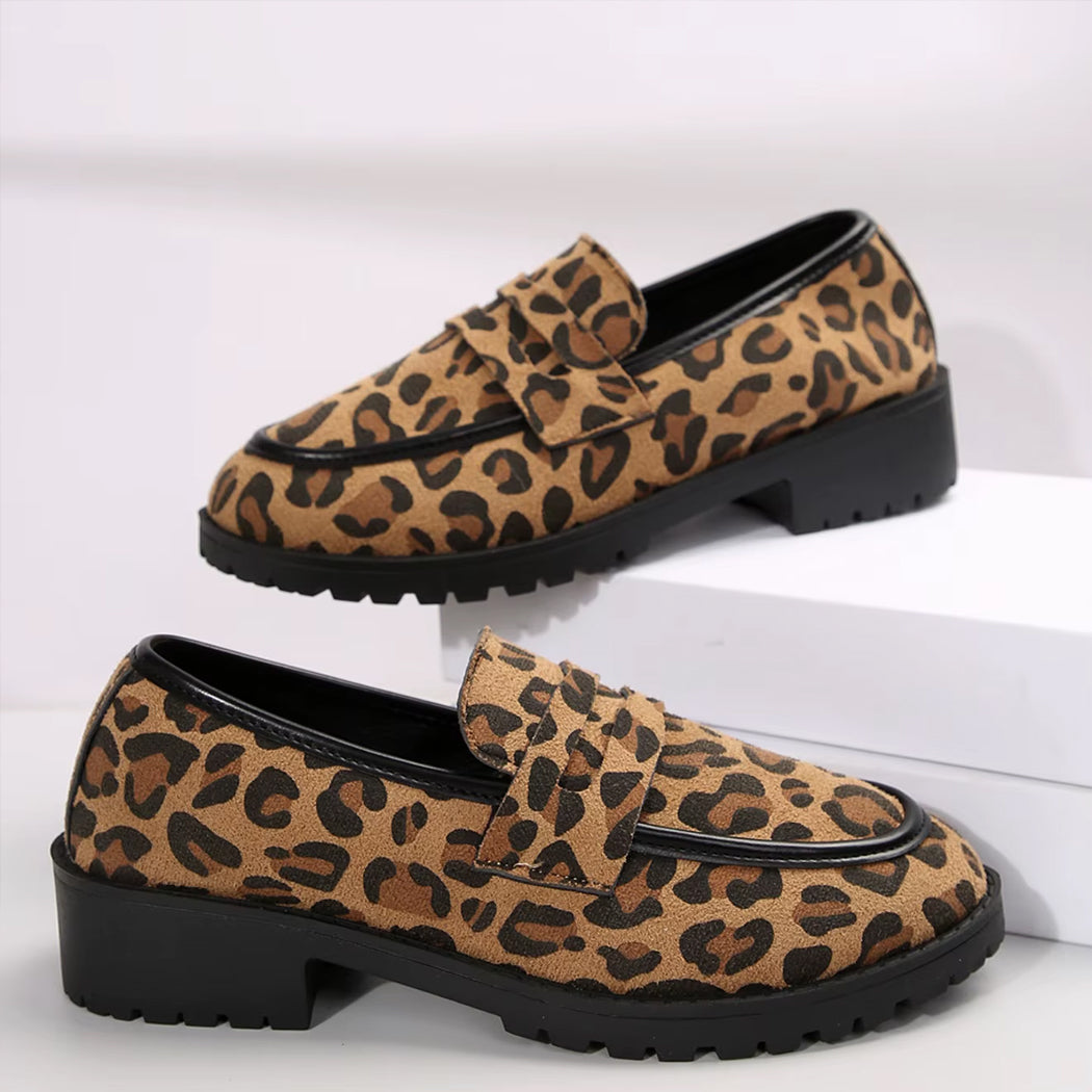 Mocassin léopard à talon