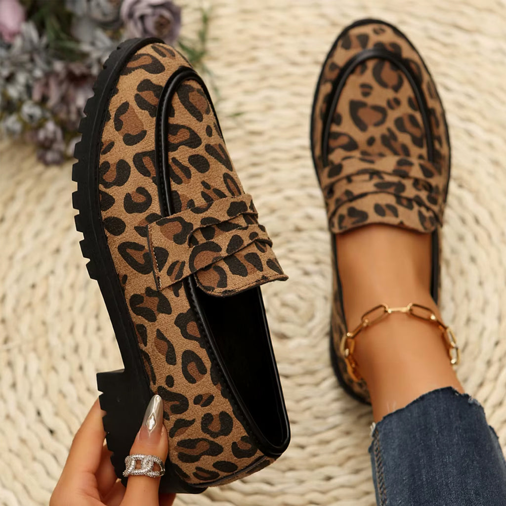 Mocassin léopard à talon