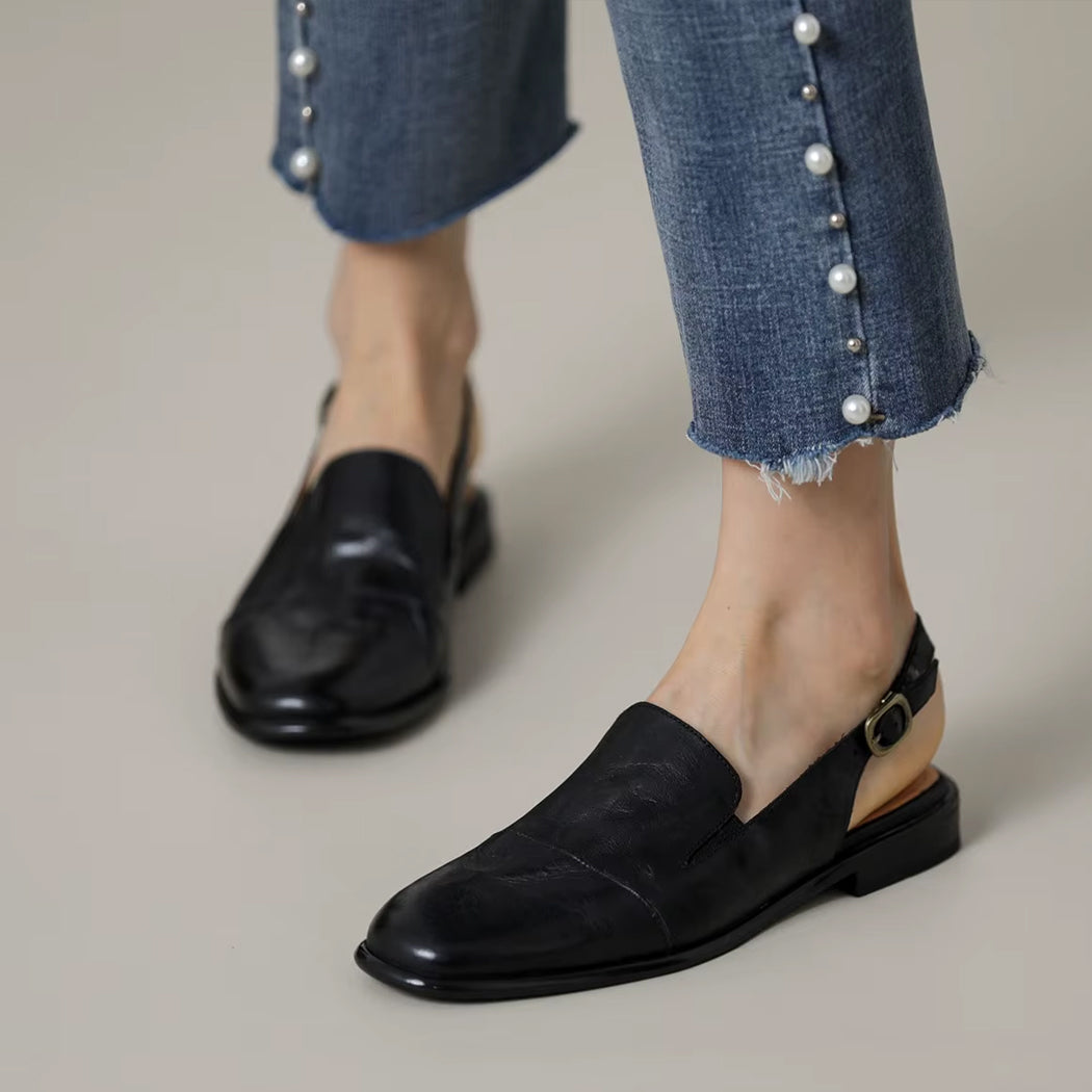 Mocassin mule en cuir pour femme