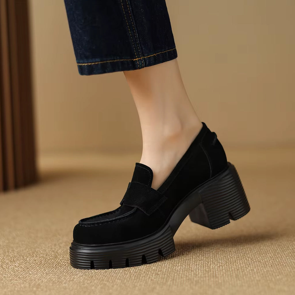 Mocassin plateforme en daim
