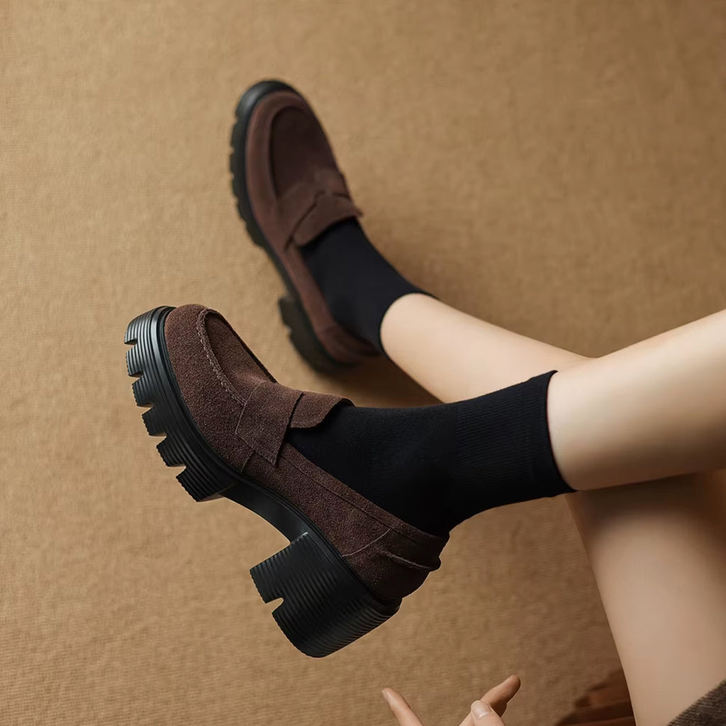 Mocassin plateforme en daim