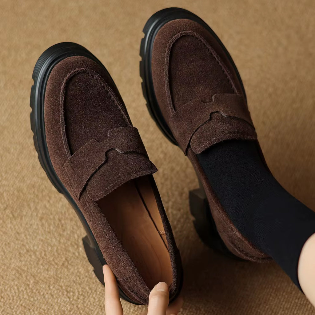 Mocassin plateforme en daim