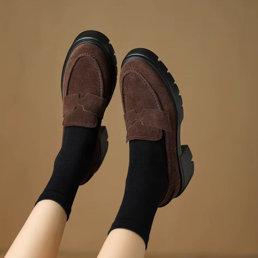 Mocassin plateforme en daim