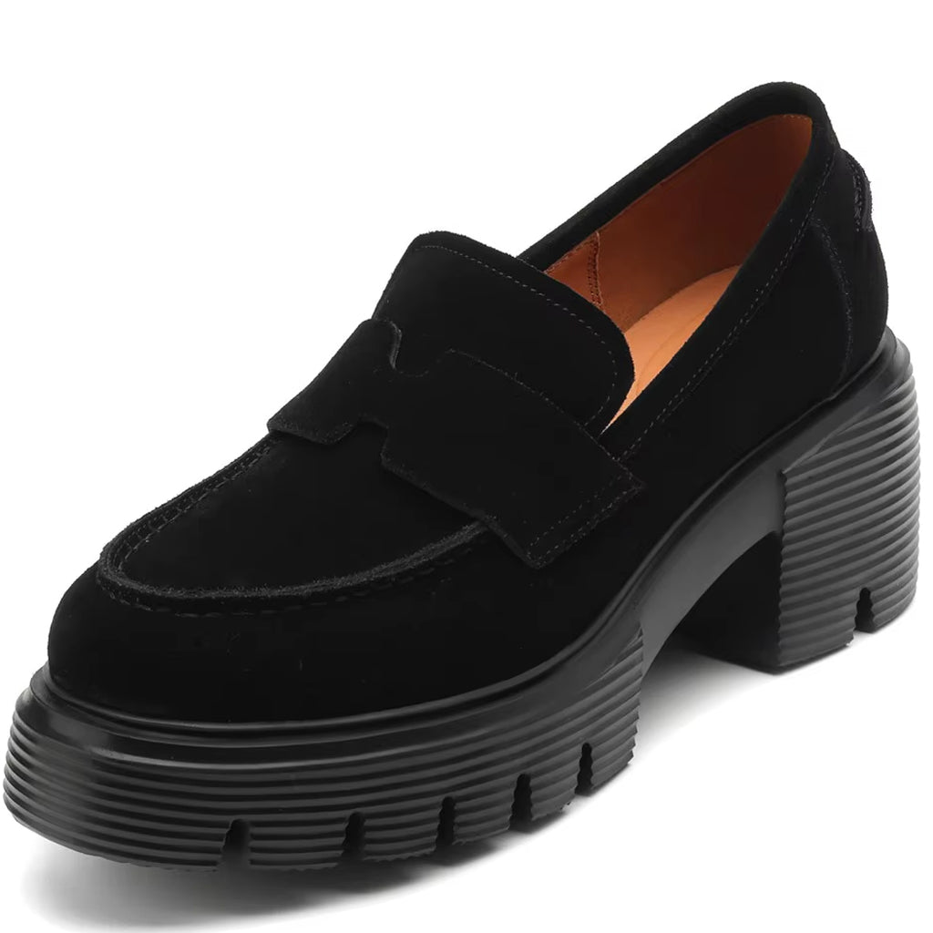 Mocassin plateforme en daim