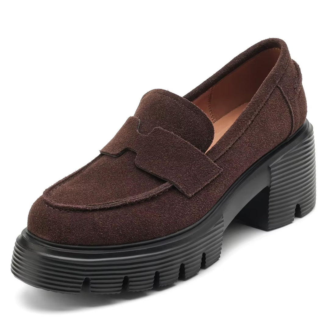 Mocassin plateforme en daim