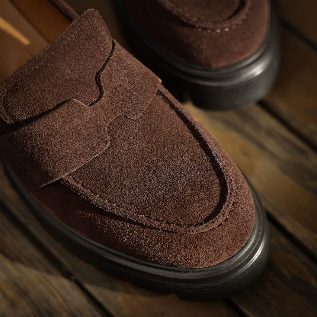Mocassin plateforme en daim