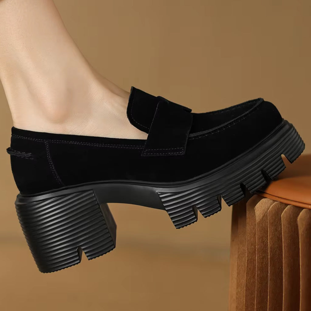 Mocassin plateforme en daim