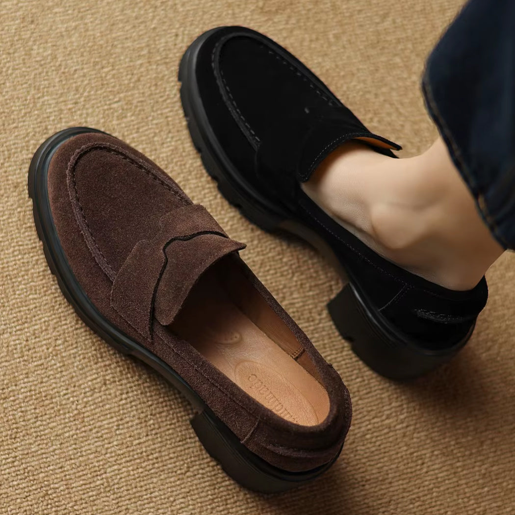 Mocassin plateforme en daim