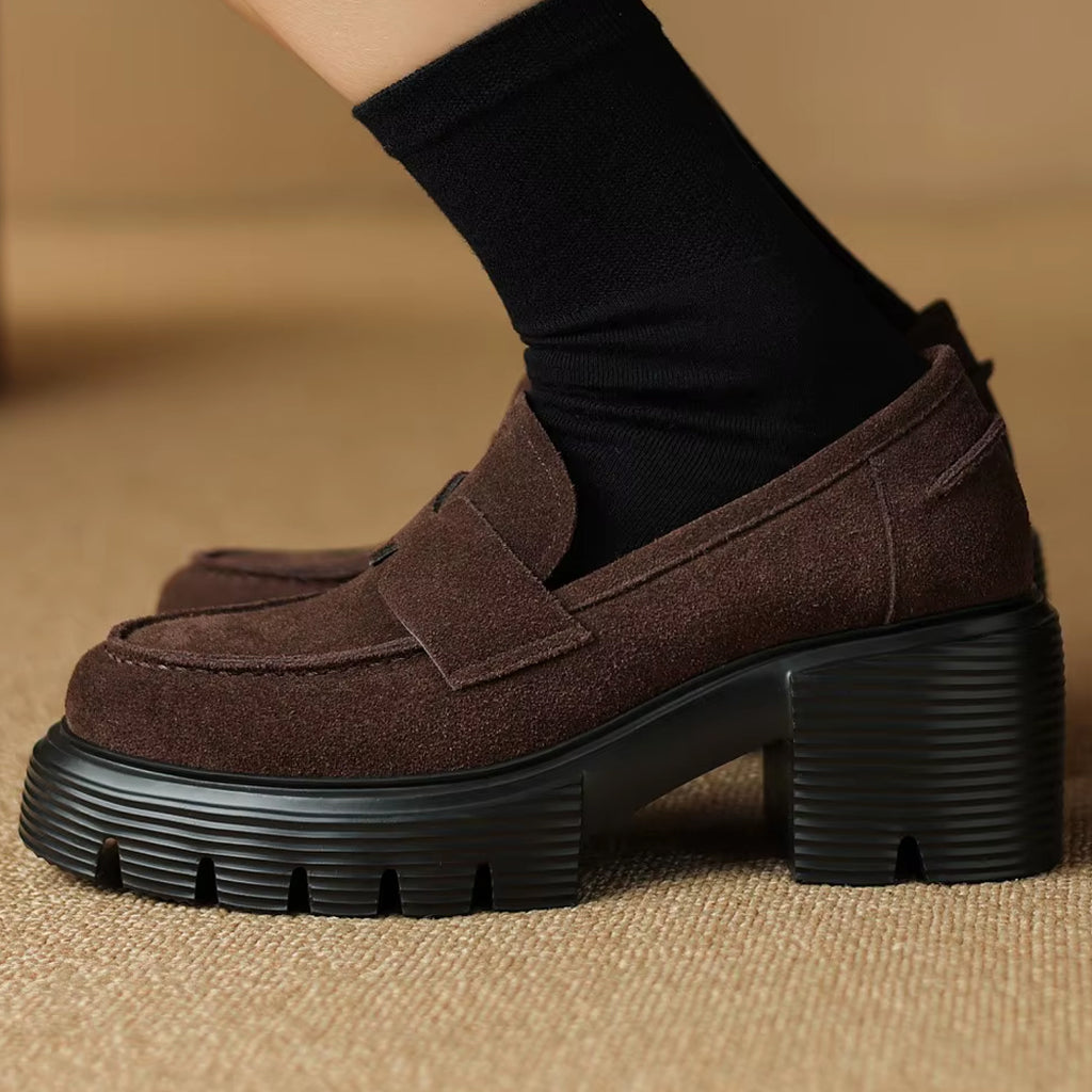 Mocassin plateforme en daim