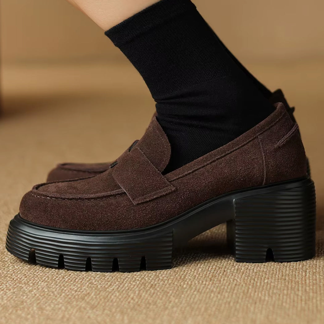 Mocassin plateforme en daim