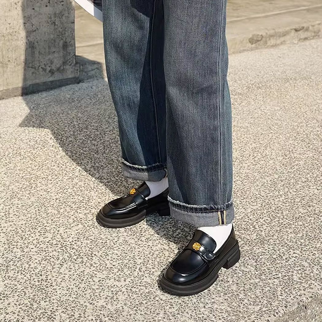 Mocassin plateforme détails fleur