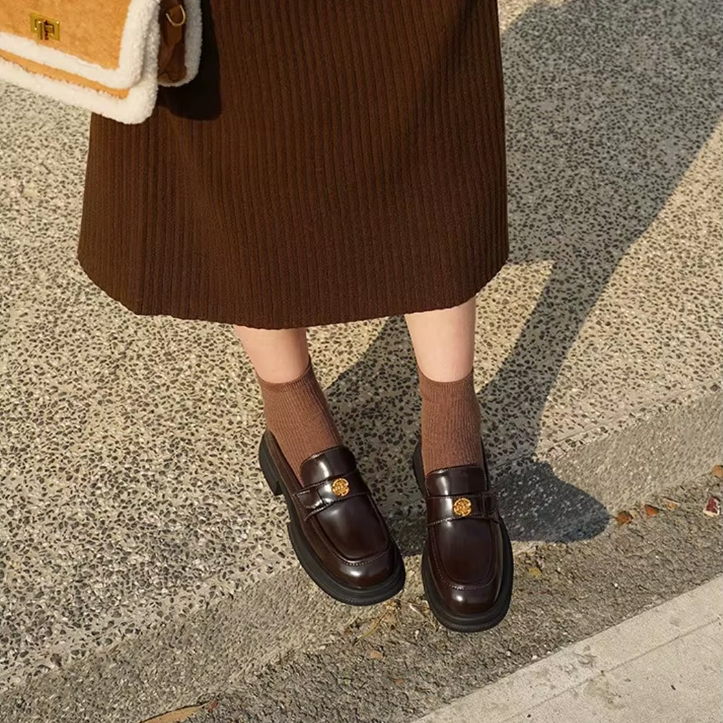 Mocassin plateforme détails fleur