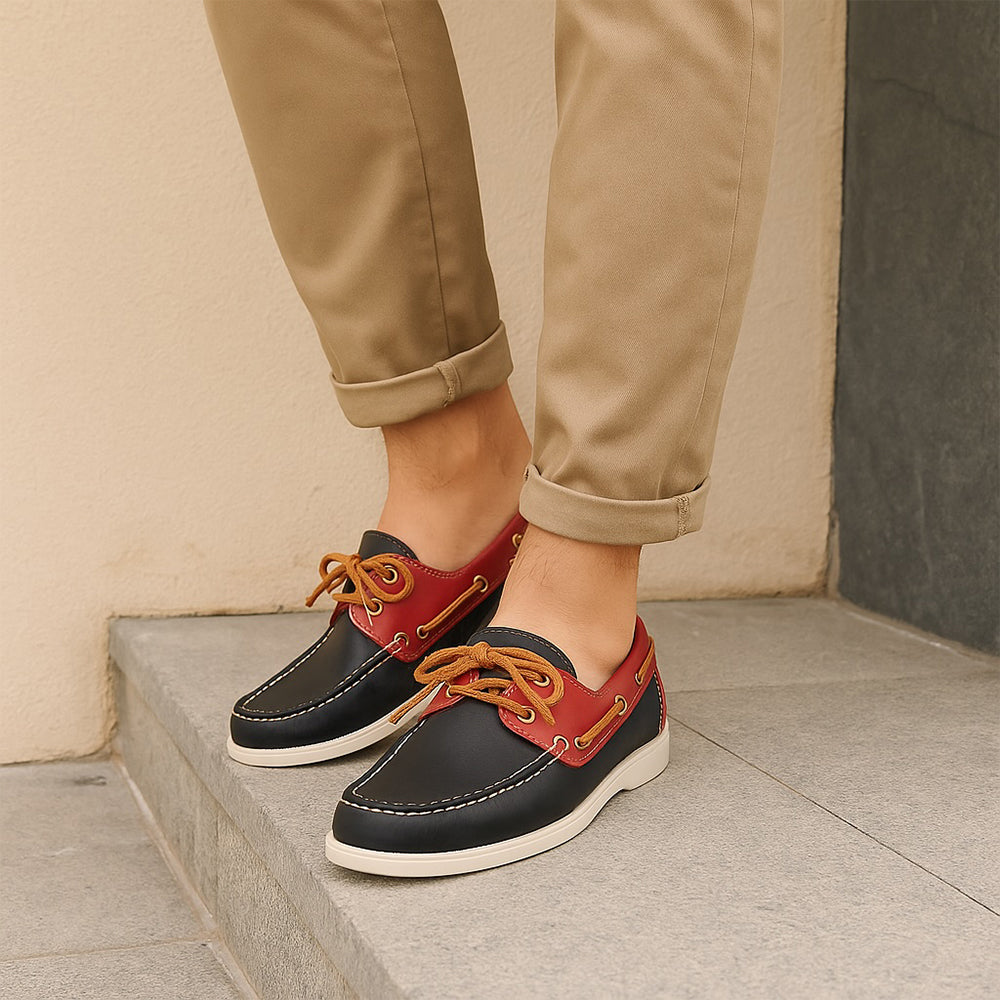 Mocassins bateau à lacets en simili cuir pour homme