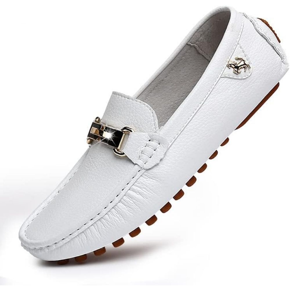 Mocassins blancs souples pour hommes