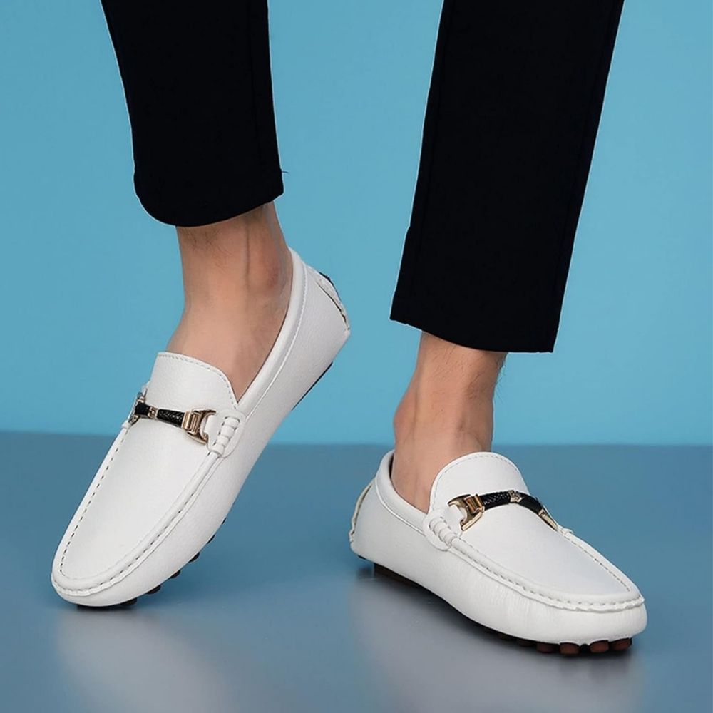 Mocassins blancs souples pour hommes