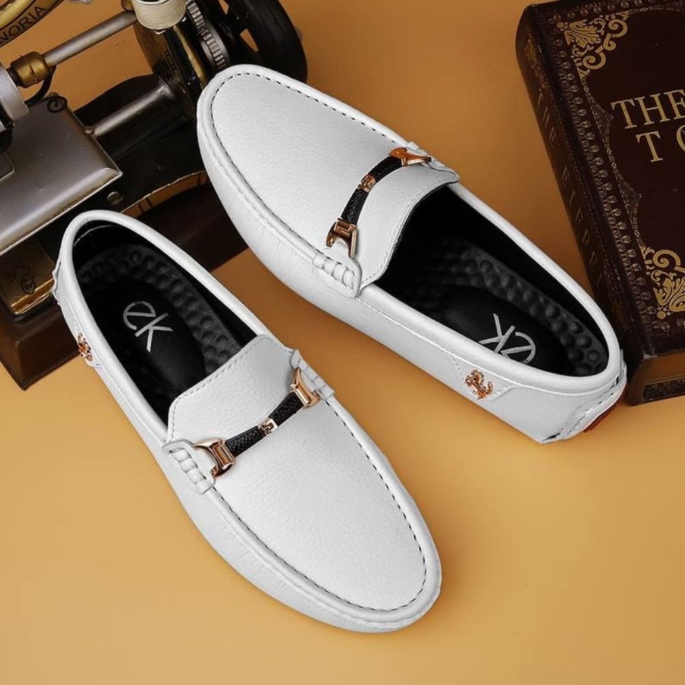 Mocassins blancs souples pour hommes