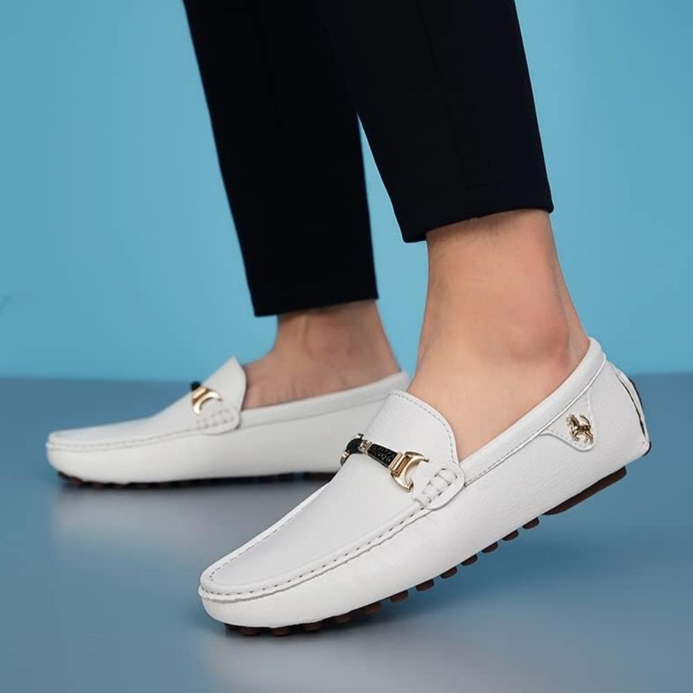 Mocassins blancs souples pour hommes