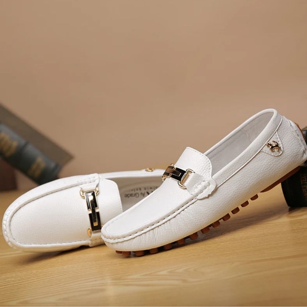 Mocassins blancs souples pour hommes