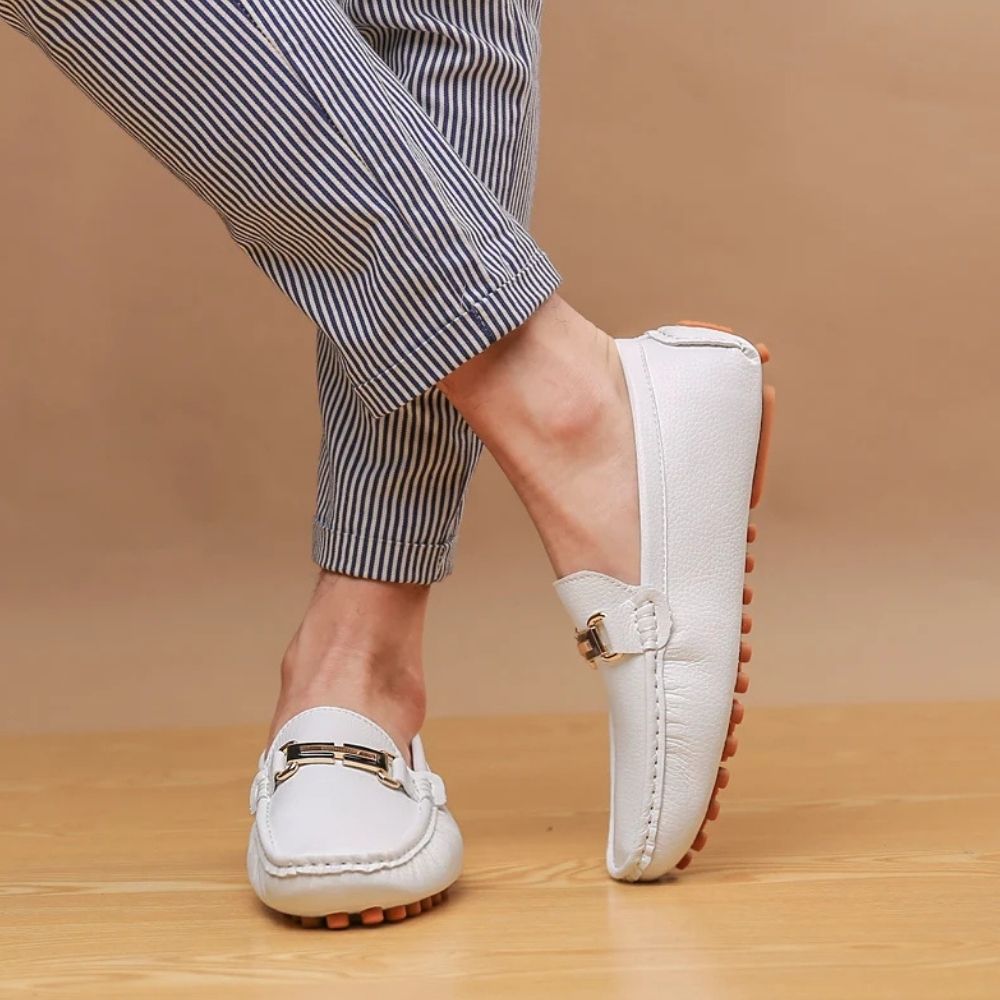 Mocassins blancs souples pour hommes