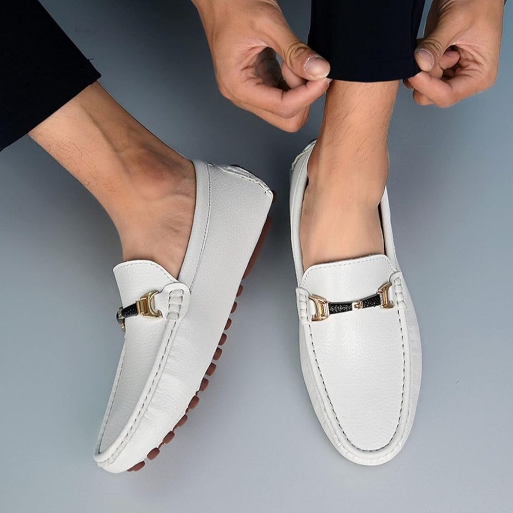 Mocassins blancs souples pour hommes