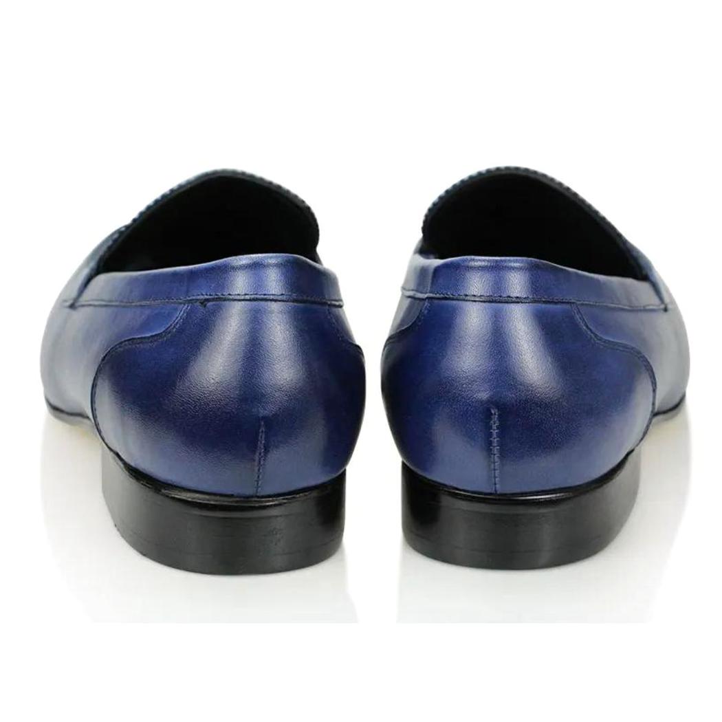 Mocassins bleus en cuir véritable pour homme