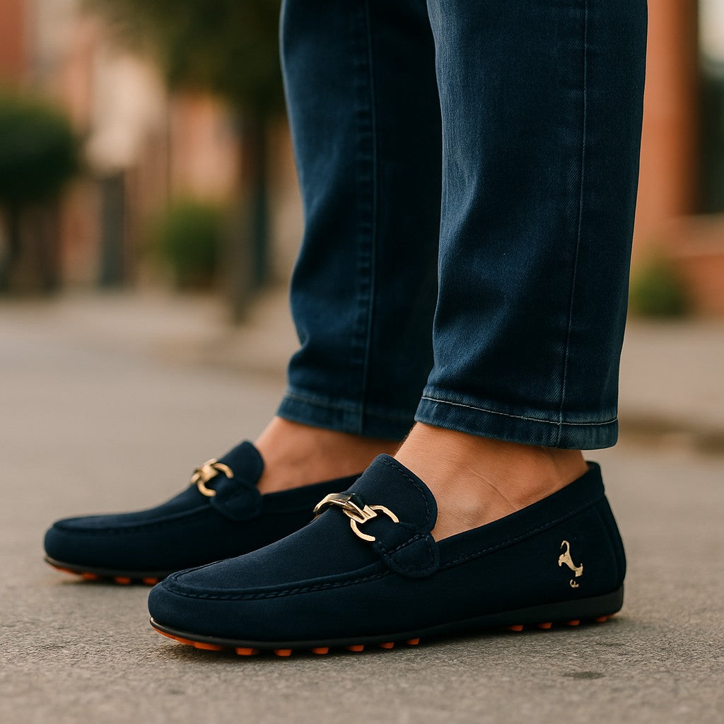 Mocassins à boucle en daim de luxe pour homme