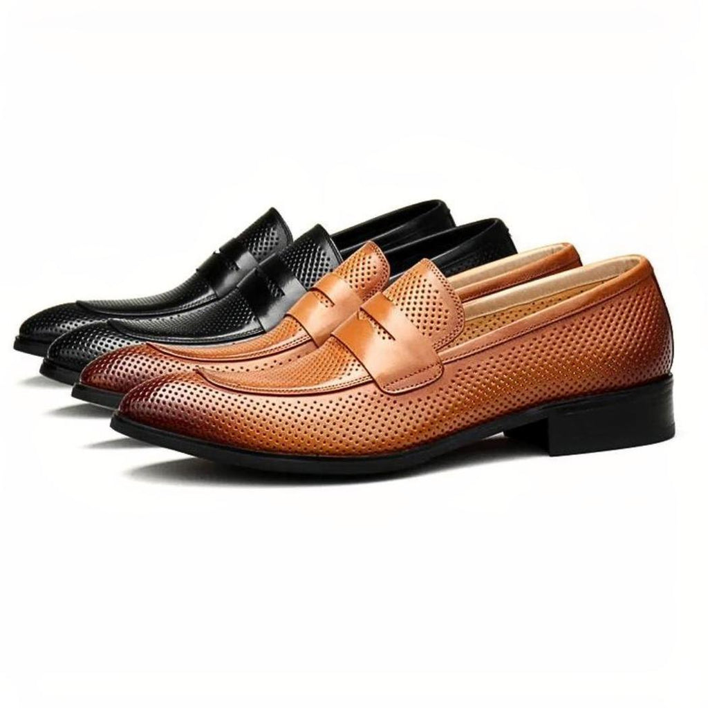 Mocassins à bout pointu en cuir véritable pour homme