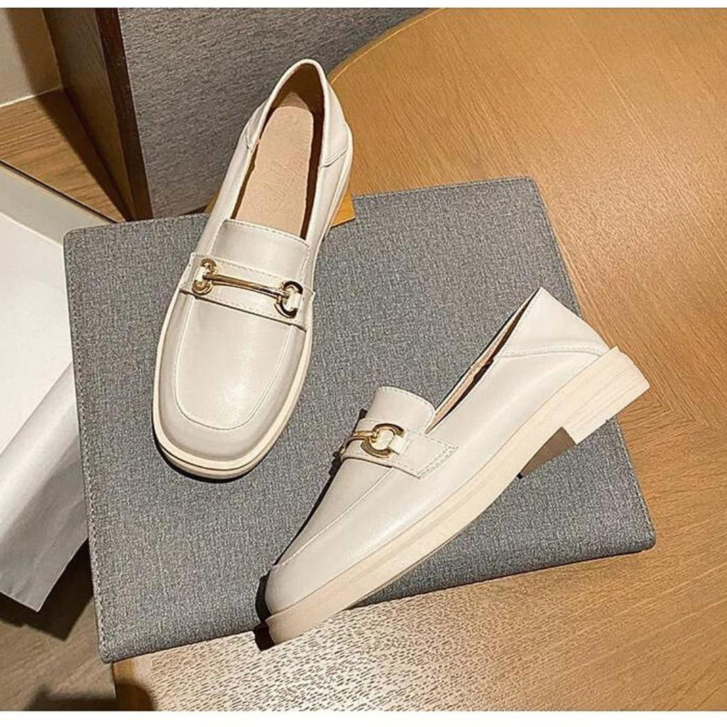Mocassins à bout rond et talon carré pour femme