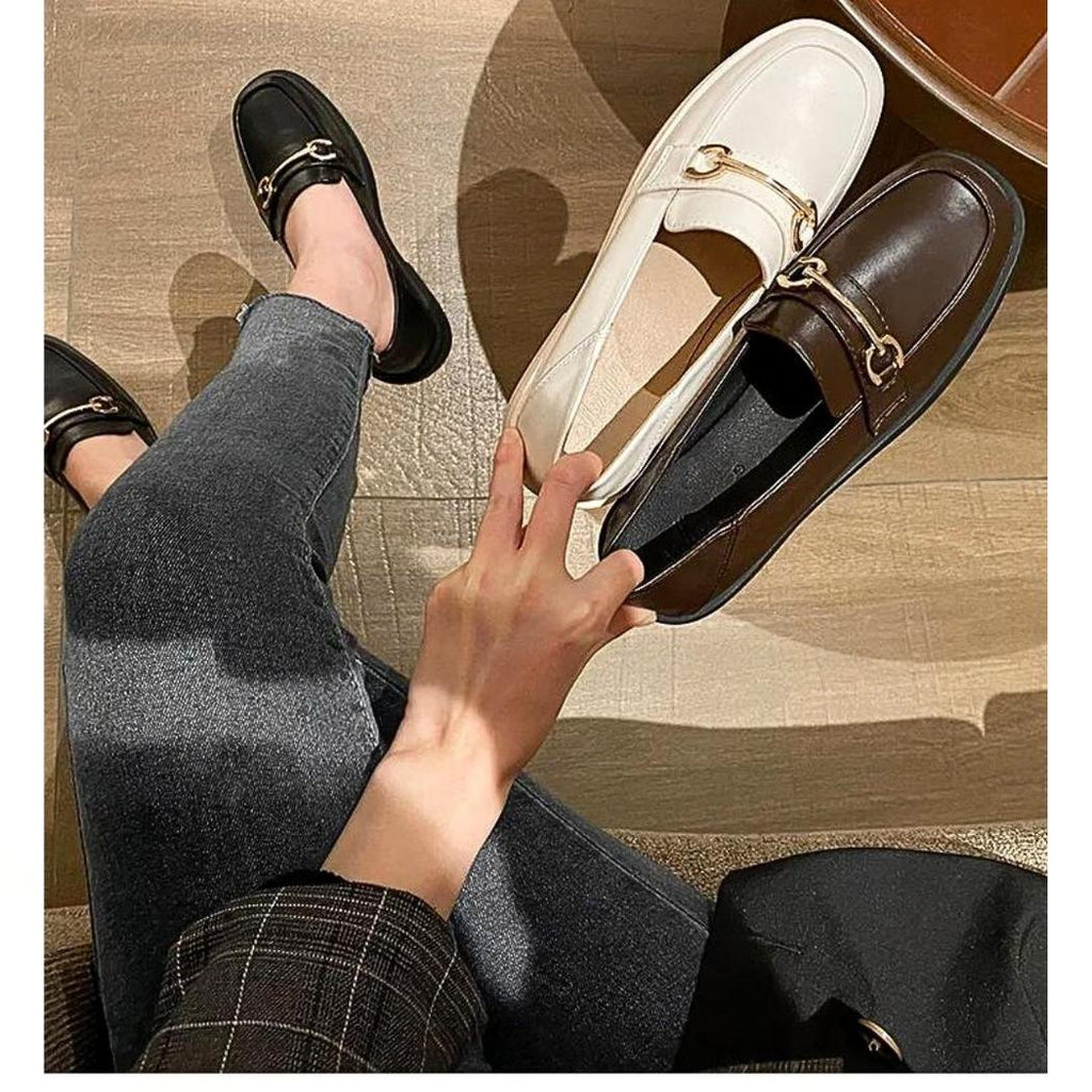 Mocassins à bout rond et talon carré pour femme