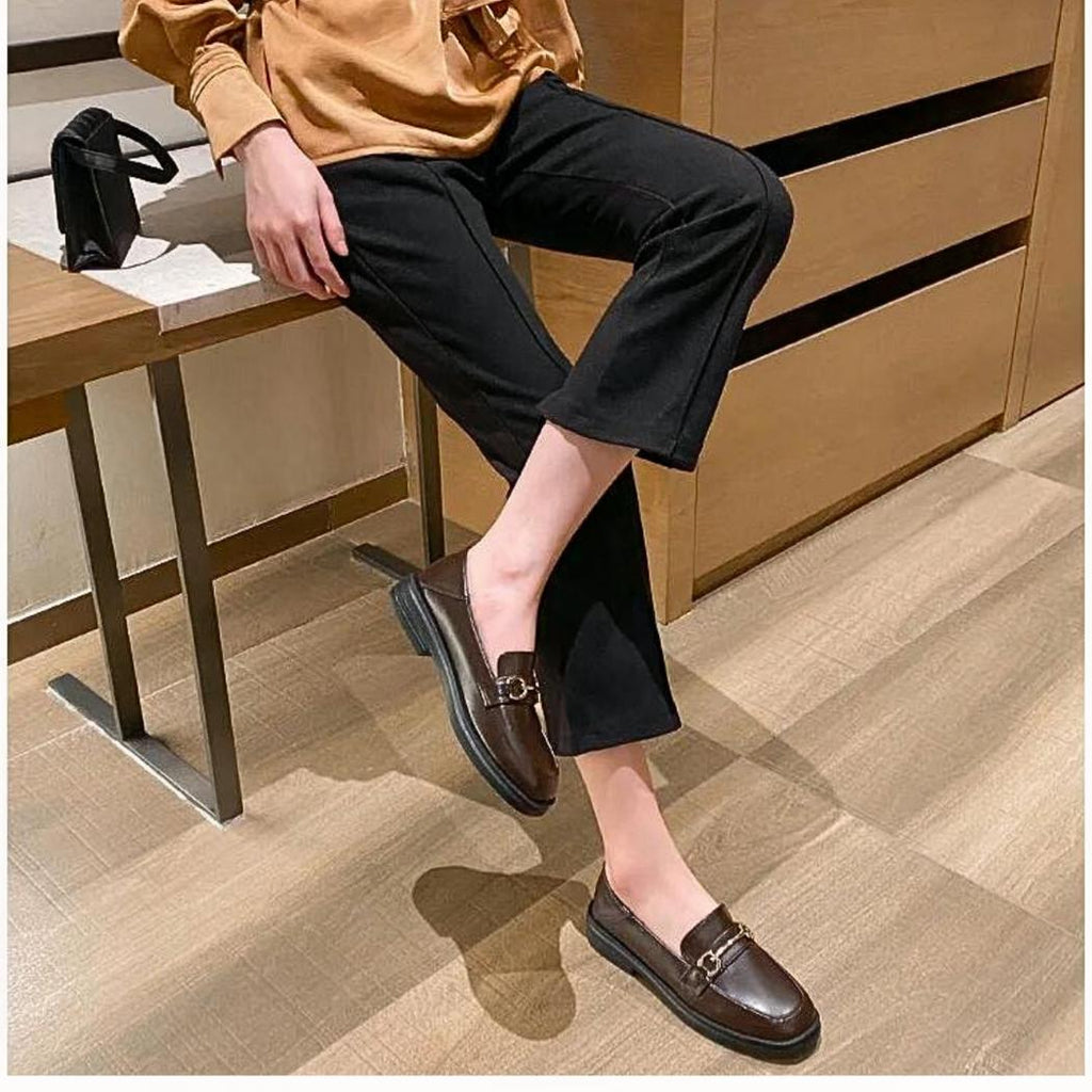 Mocassins à bout rond et talon carré pour femme