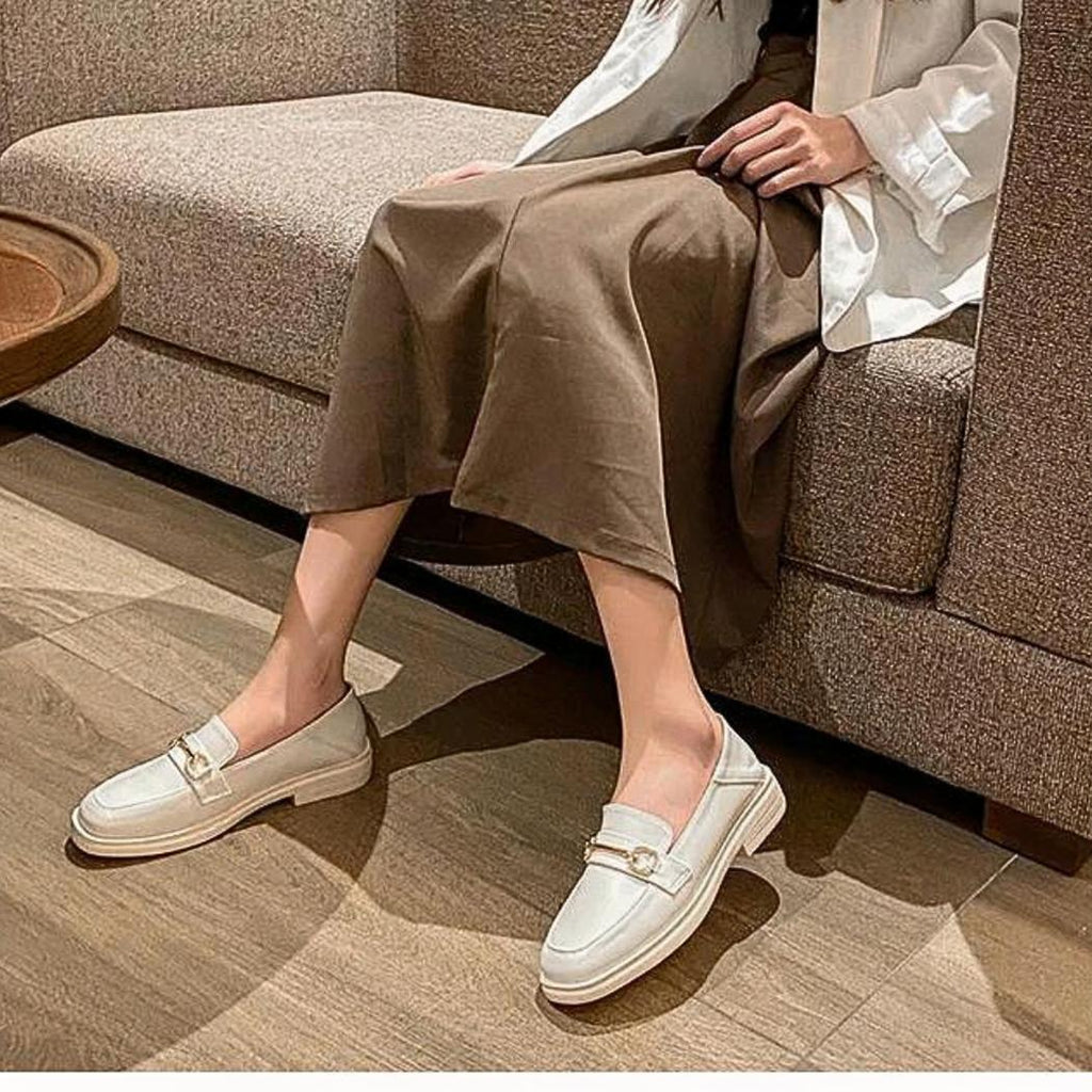 Mocassins à bout rond et talon carré pour femme