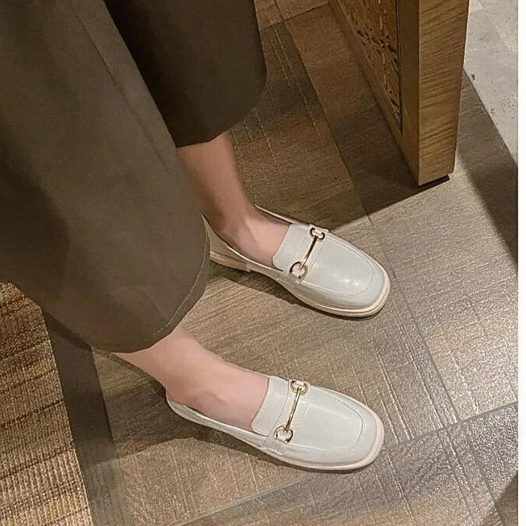 Mocassins à bout rond et talon carré pour femme