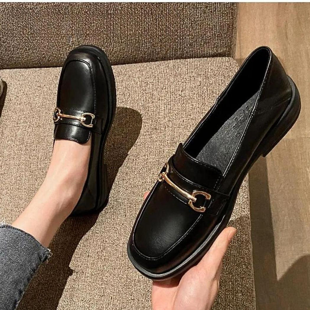 Mocassins à bout rond et talon carré pour femme
