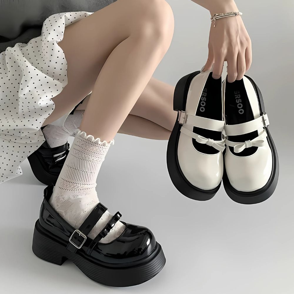Mocassins Chunky Mary Jane plateforme avec double bride