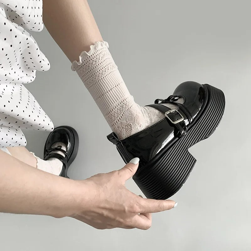 Mocassins Chunky Mary Jane plateforme avec double bride