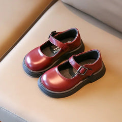 Mocassins classiques aspect cuir pour fille, Bordeaux