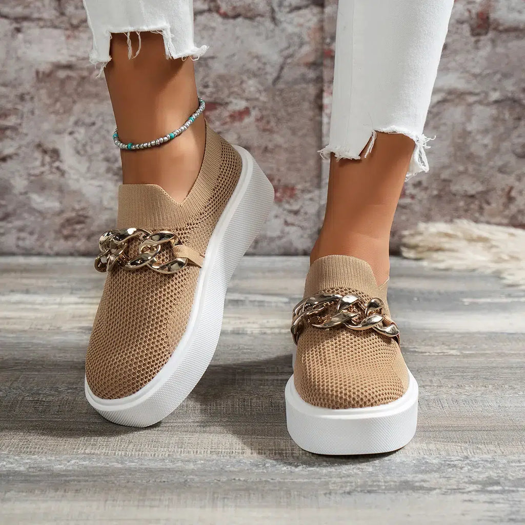 Mocassins à plateforme à chaine métallique