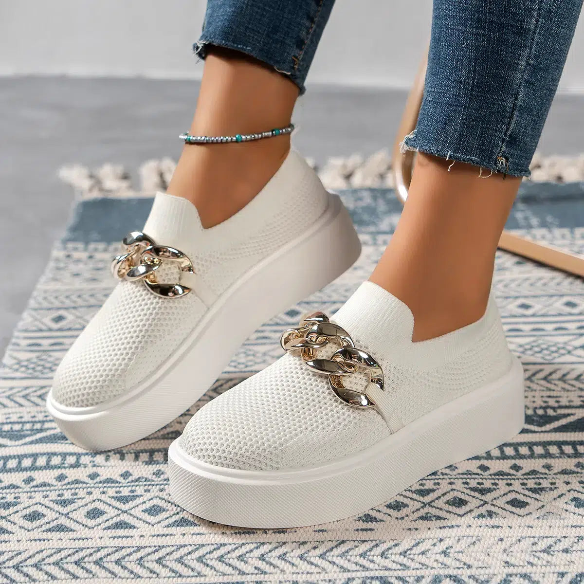 Mocassins à plateforme à chaine métallique