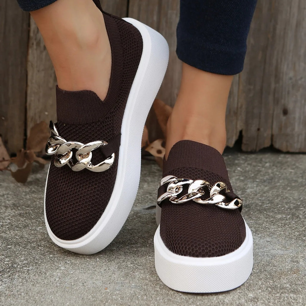 Mocassins à plateforme à chaine métallique