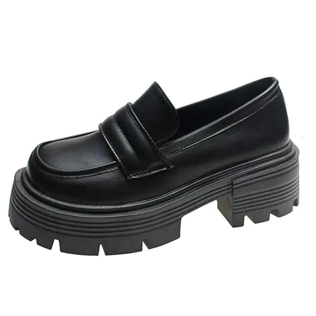 Mocassins plateformes en cuir synthétique blanc ou noir