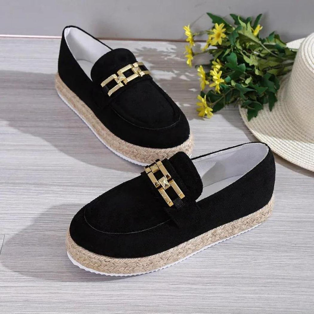 Mocassins plateformes en daim synthétique pour femme