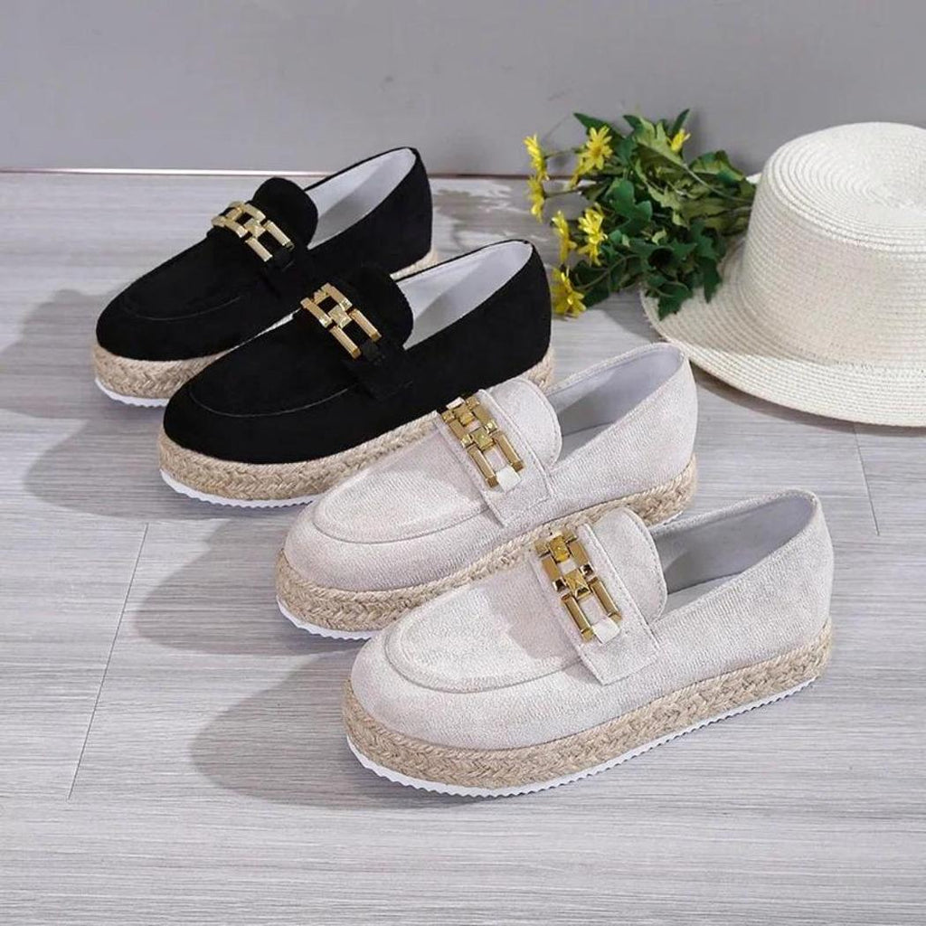 Mocassins plateformes en daim synthétique pour femme