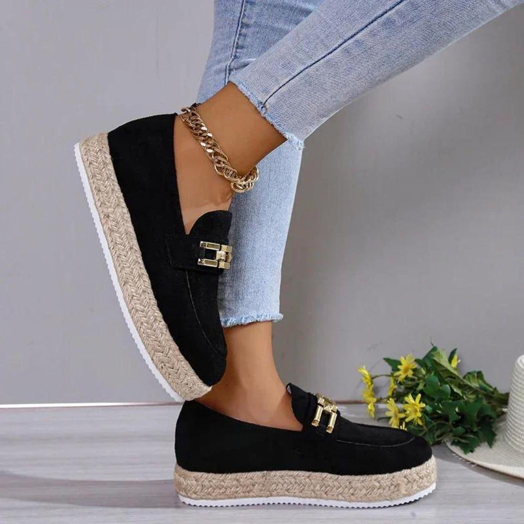 Mocassins plateformes en daim synthétique pour femme