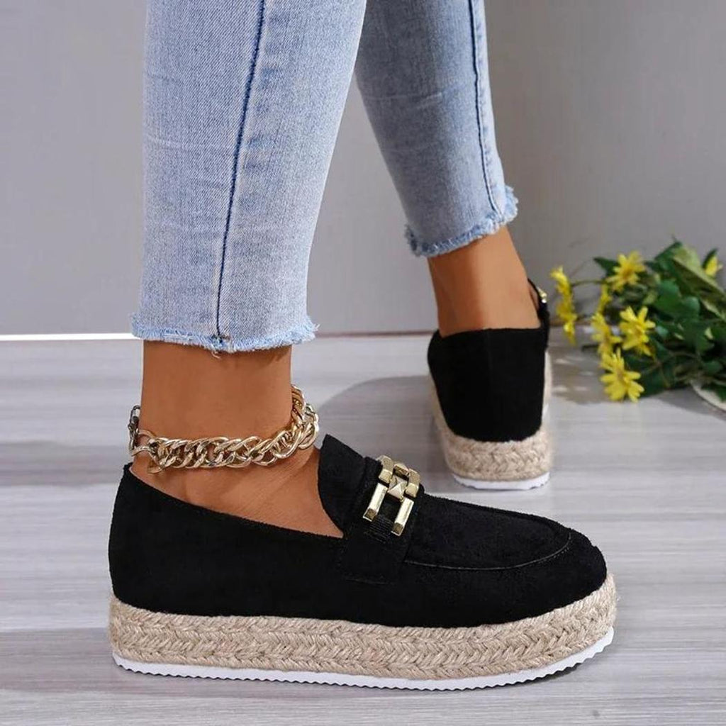 Mocassins plateformes en daim synthétique pour femme