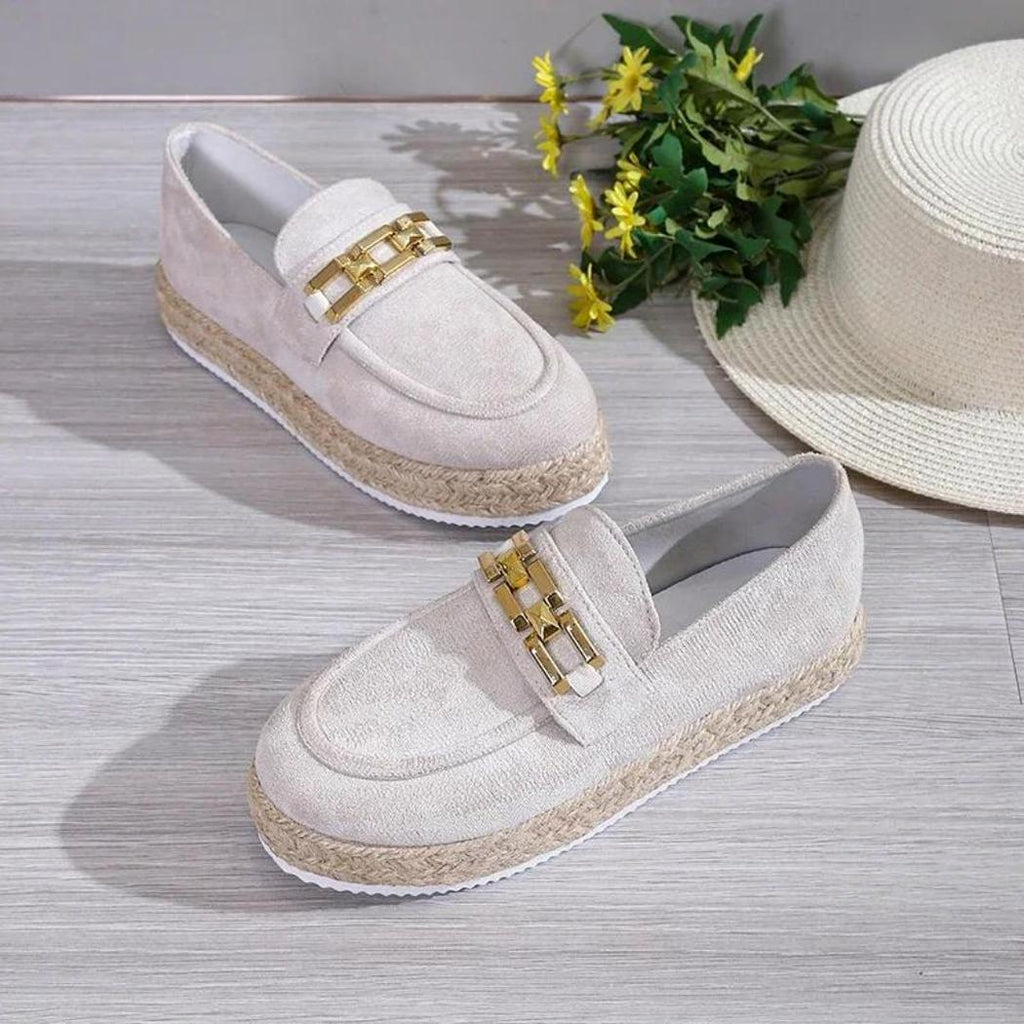 Mocassins plateformes en daim synthétique pour femme
