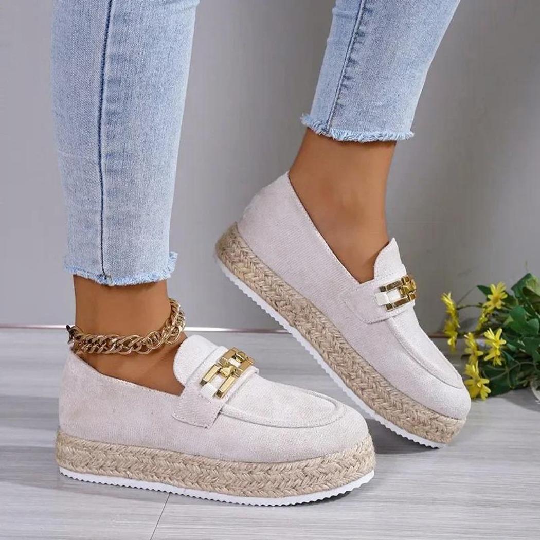 Mocassins plateformes en daim synthétique pour femme