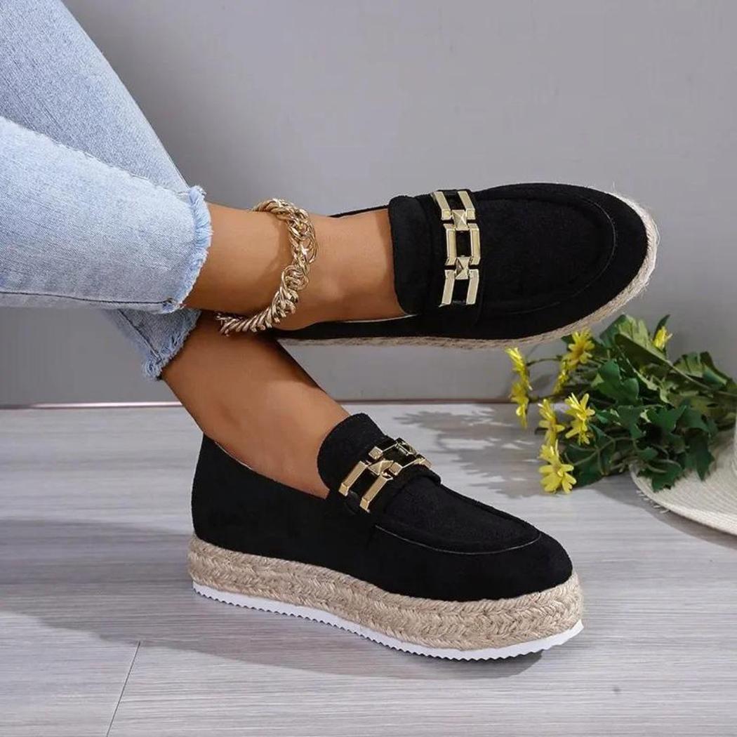 Mocassins plateformes en daim synthétique pour femme