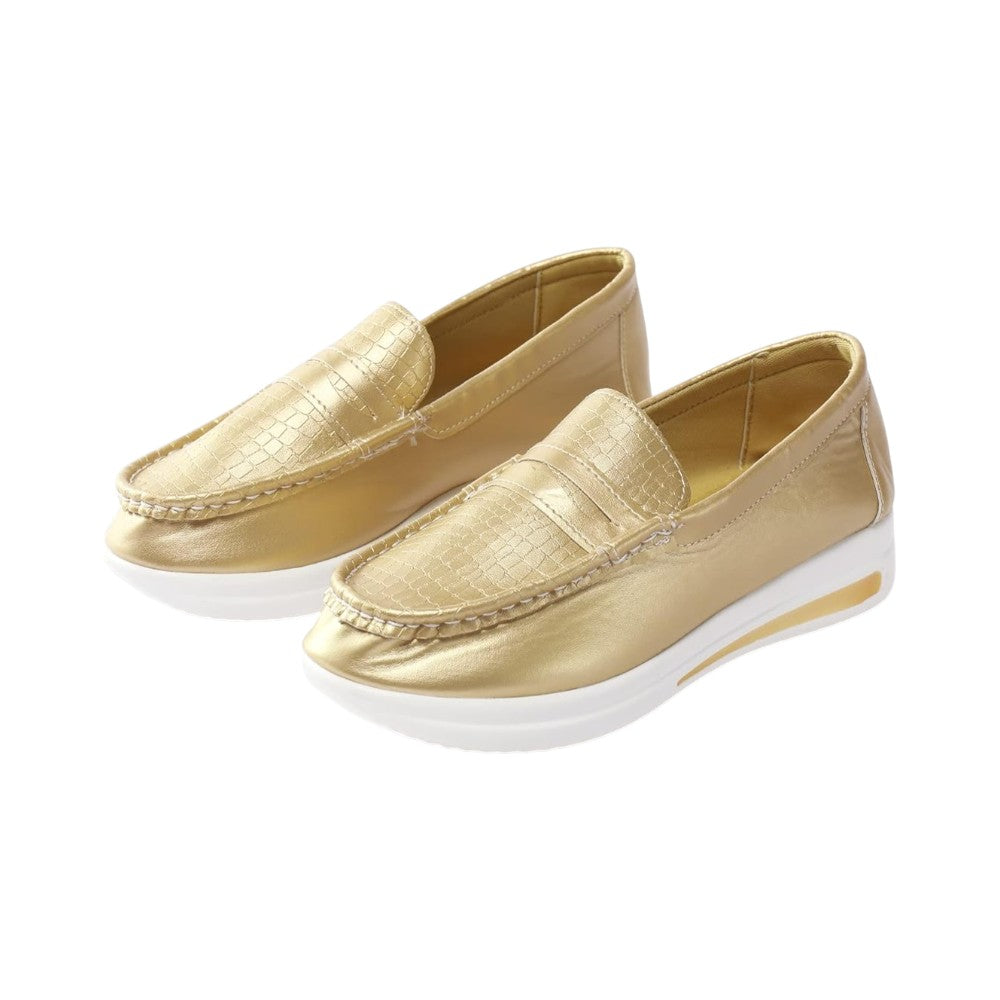 Mocassins compensés type baskets détails brillants
