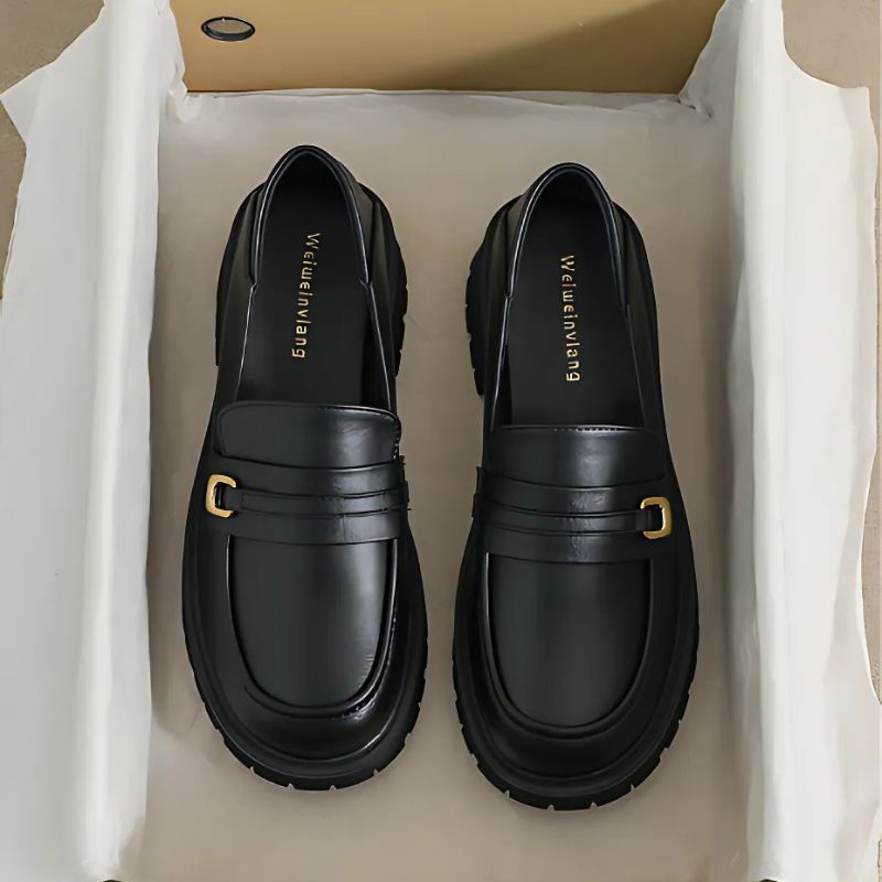 Mocassins en cuir à plateforme pour femmes